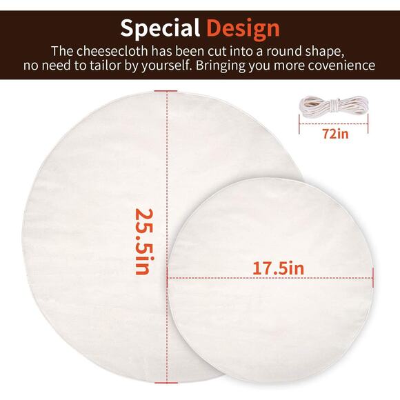 2 pk Unbleached Cheese Cloth Fabric for Straining Nut Milk, Cotton, Washable - Picture 2 of 12